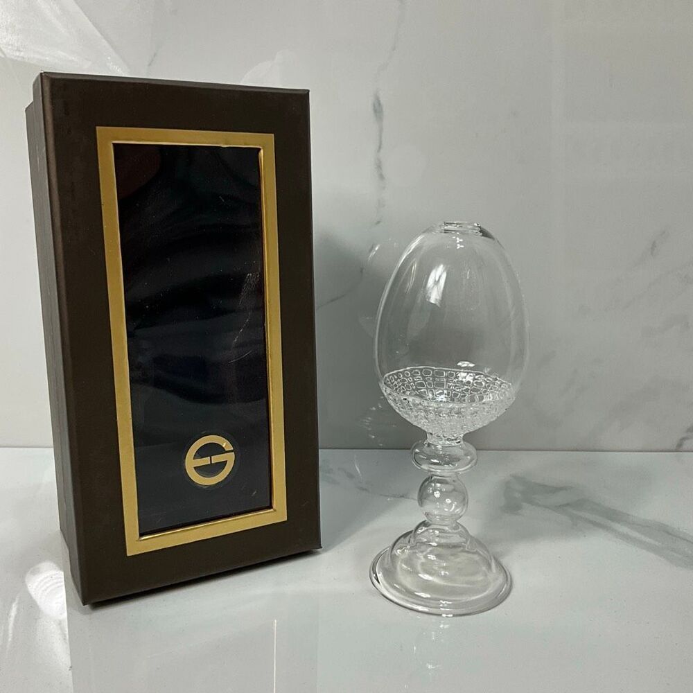 GS Glass Pedestal Egg Bud Vase